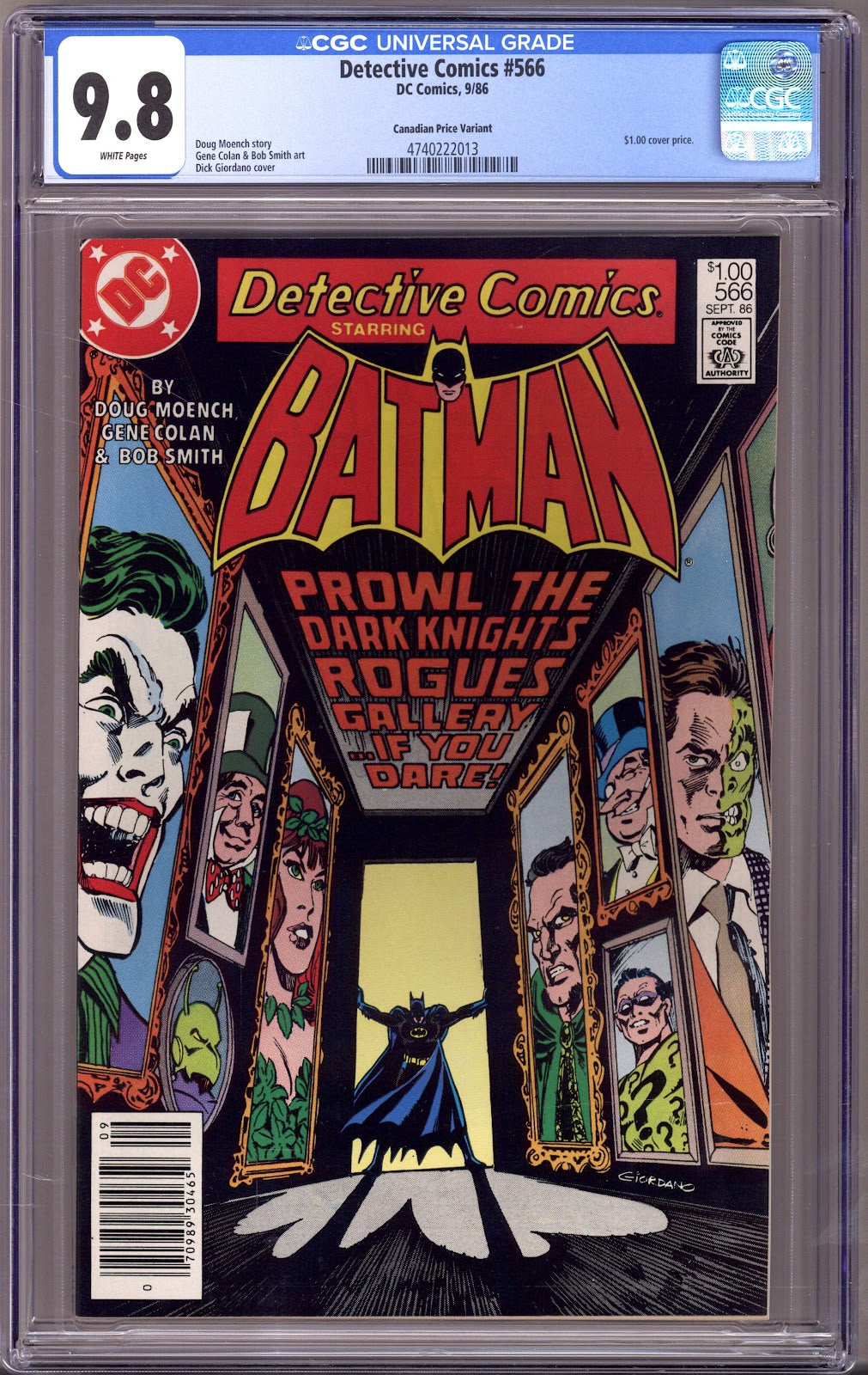 Detective Comics Vol 1 566 CGC 9.8 (NM/M) (1986) Canadian Price Variant 