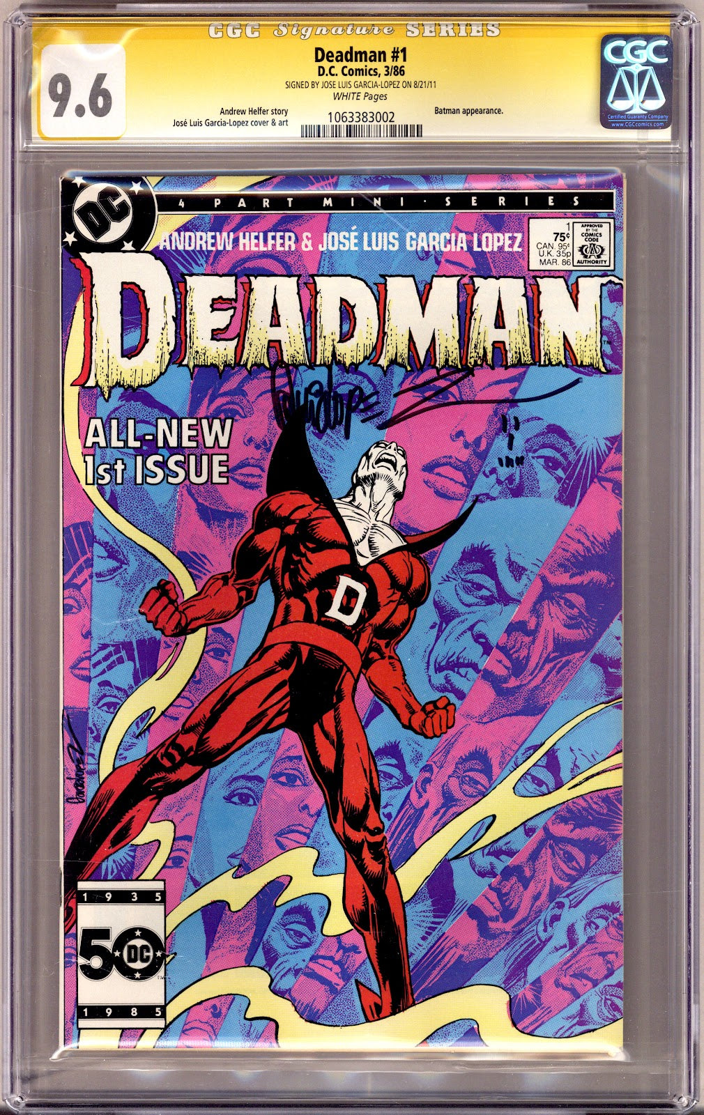 Deadman Vol 2 1 CGC 9.6 (NM+) (1986) Signed x Cover Jose Luis Garcia-Lopez 