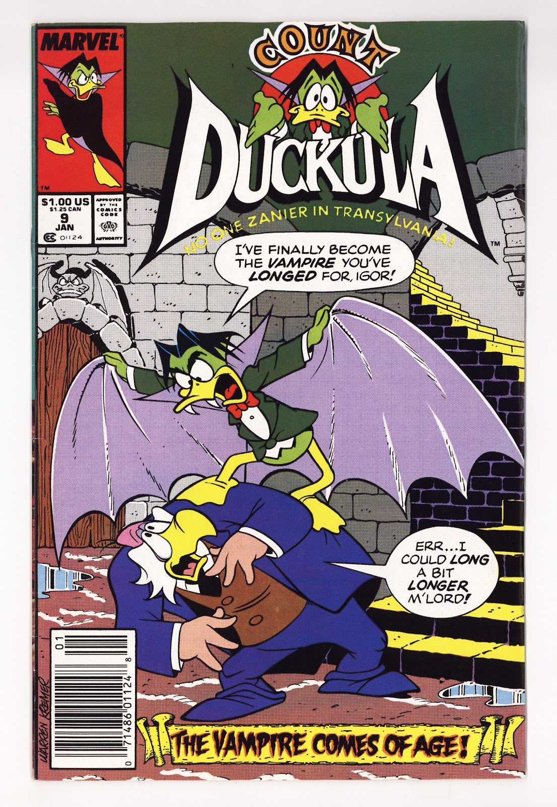Count Duckula 9 Mid Grade (1990) Newsstand 