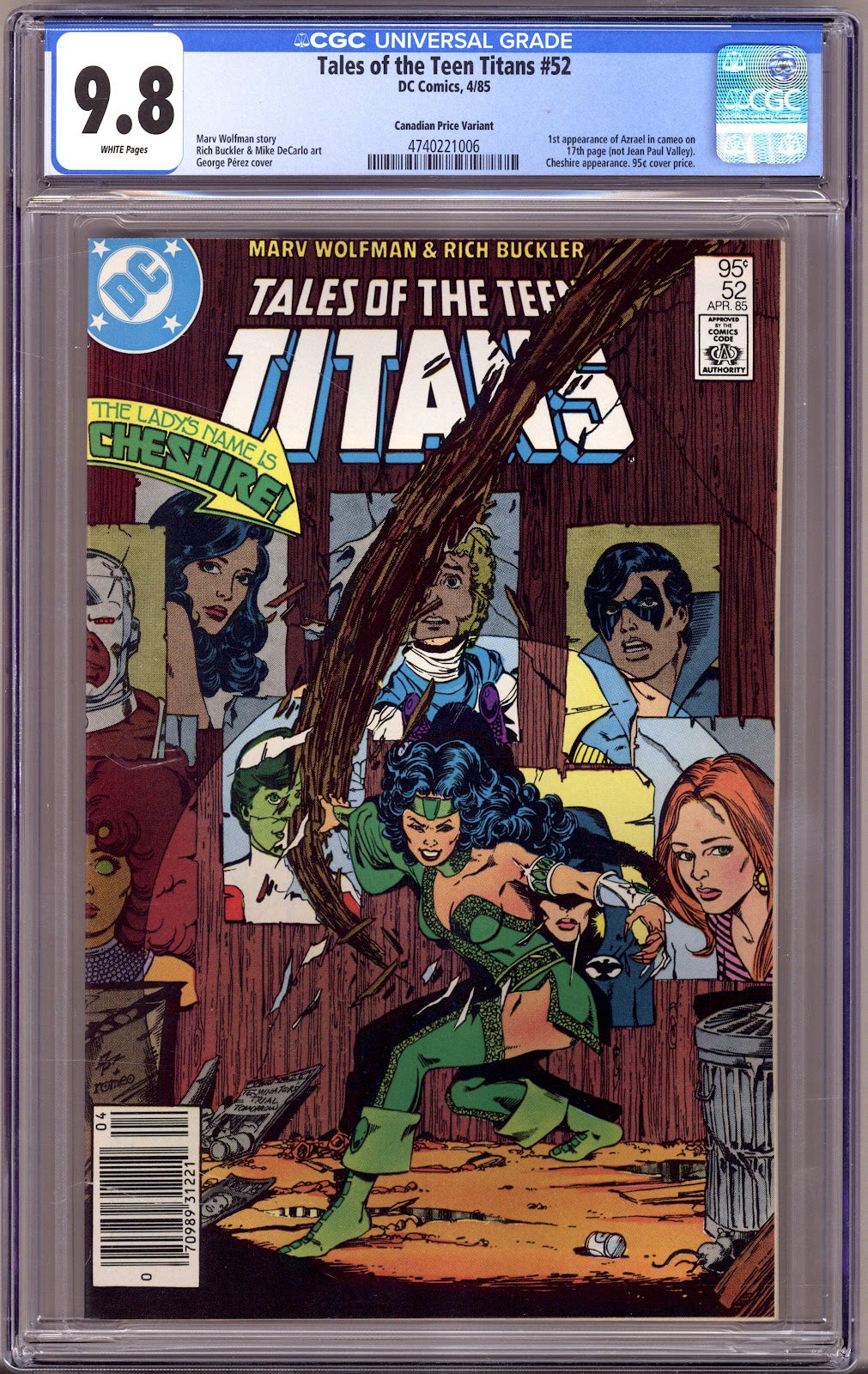 Tales of the Teen Titans 52 CGC 9.8 (NM/M) (1985) Canadian Price Variant 