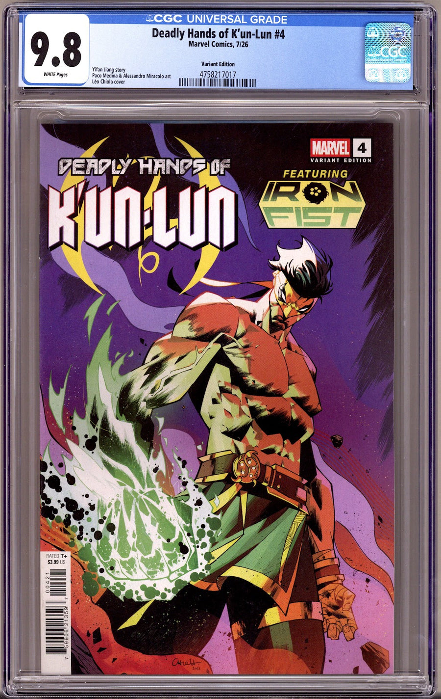 Deadly Hands of K'un-Lun   4 CGC 9.8 (NM/M)   (2026) Chiola   Variant  