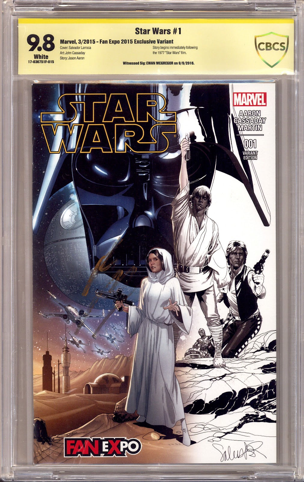 Star Wars Vol 2 1 CBCS 9.8 (NM/M) (2015) Larroca Fade Exclusive Variant Signed x1 Cover Ewan McGregor 