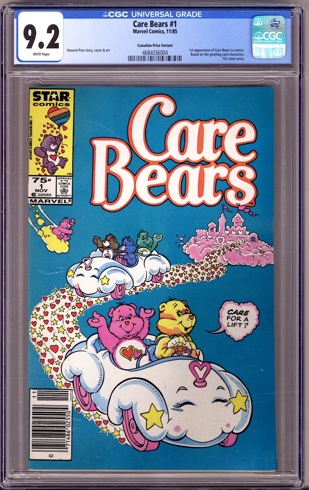 Care Bears 1 CGC 9.2 (NM-) (1985) Canadian Price Variant 