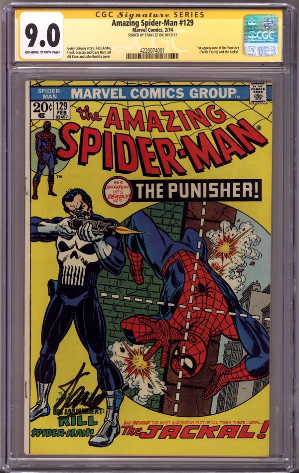The Amazing Spider-Man Vol 1 129 CGC 9.0 (VF/NM) (1974) Signed x1 Cover Stan Lee