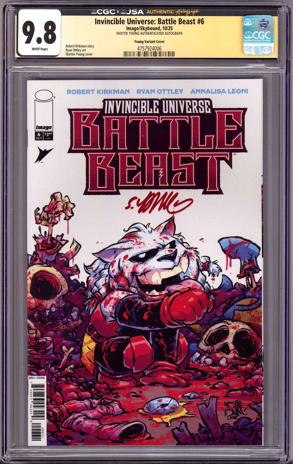 Invincible Universe: Battle Beast   6 CGC 9.8 (NM/M)   (2025) Young   Exclusive Variant  Signed x1 Cover Skottie Young