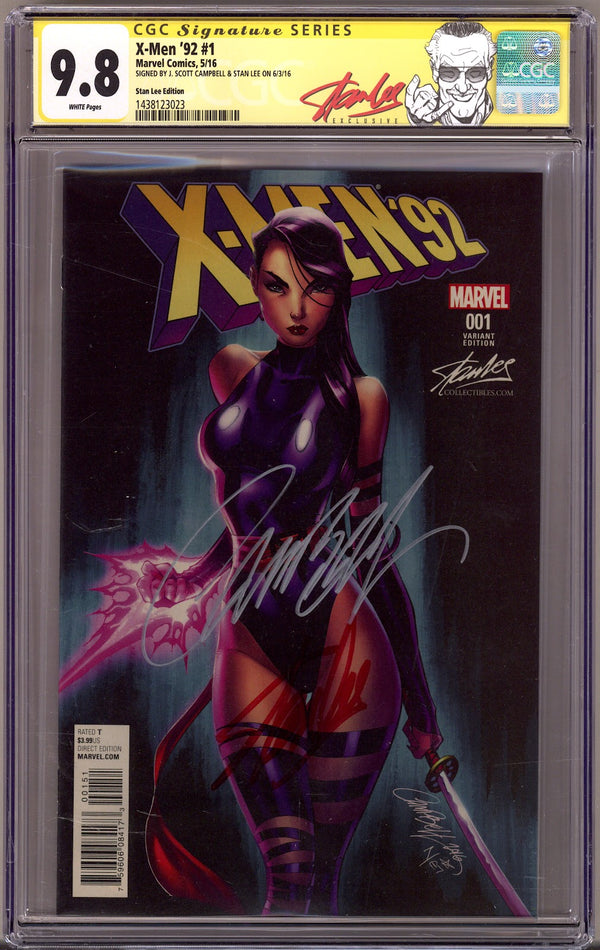 X-Men '92 Vol 2 1 CGC 9.8 (NM/M) (2016) Campbell Exclusive Variant Signed x2 Cover Stan Lee & J. Scott Campbell