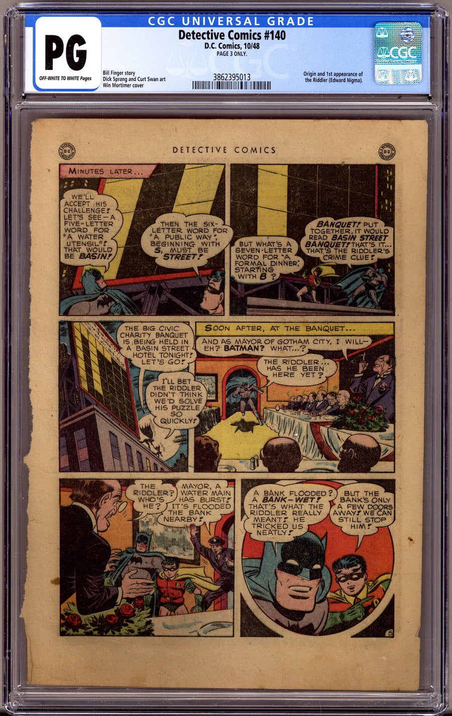 Detective Comics Vol 1 140 CGC PG Page 3 Only  (1948)