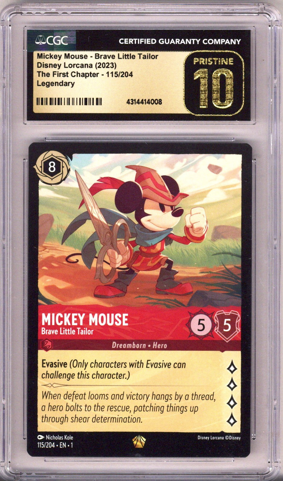 Lorcana The First Chapter Mickey Mouse - Brave Little Tailor CGC 10 Pristine (2023)