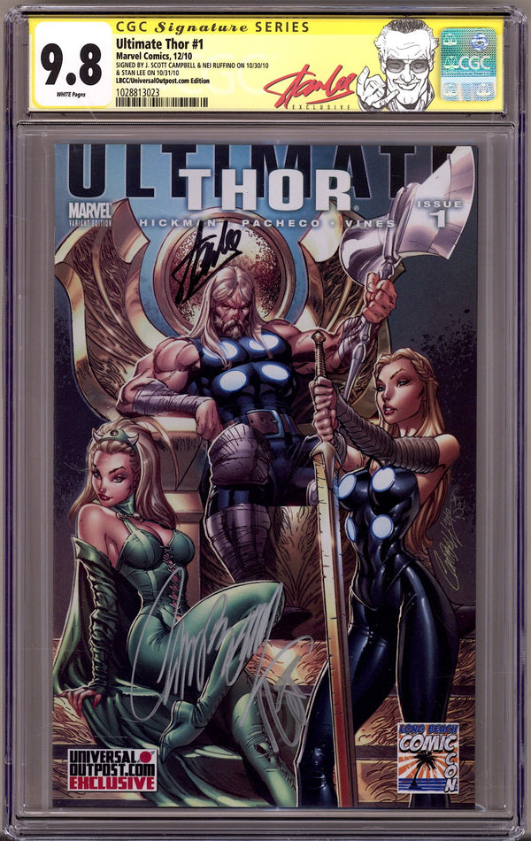 Ultimate Thor 1 CGC 9.8 (NM/M) Sun Faded (2010) Campbell Exclusive Variant Signed x3 Cover Stan Lee, Campbell & Ruffino