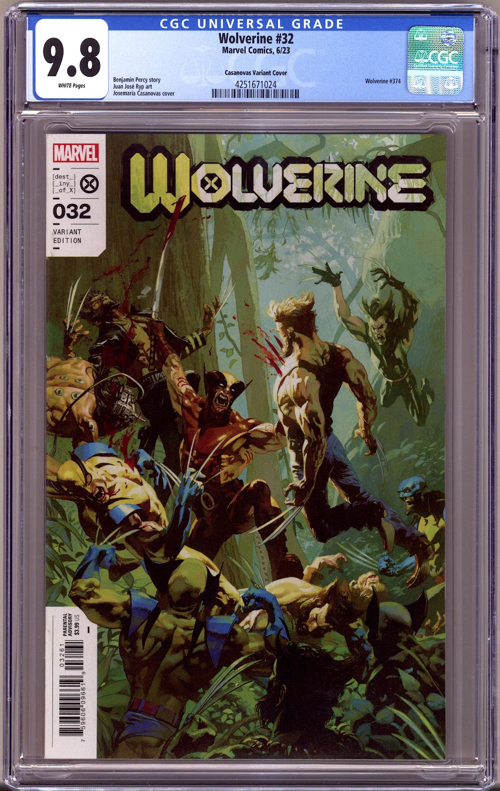 Wolverine Vol 7 32 CGC 9.8 (NM/M) (2023) Casanovas Variant 