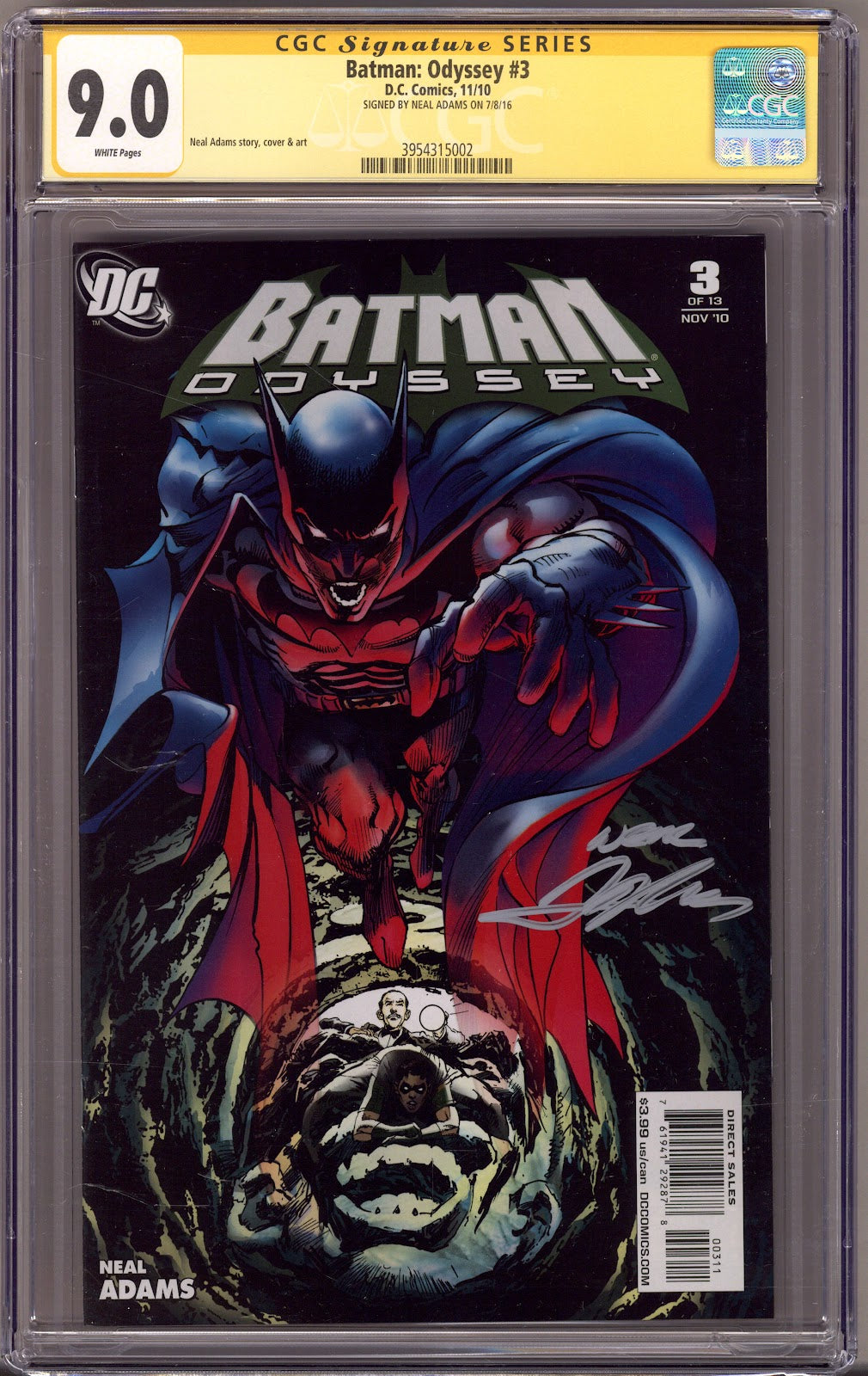 Batman: Odyssey Vol 1 3 CGC 9.0 (VF/NM) (2010) Signed x1 Cover Neal Adams 
