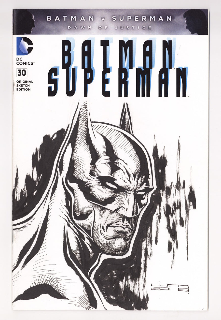 Batman / Superman Vol 1 30 VF+ (8.5) (2016) Original Sketch Edition Signed / Remarked x1 Cover Liam Sharp 