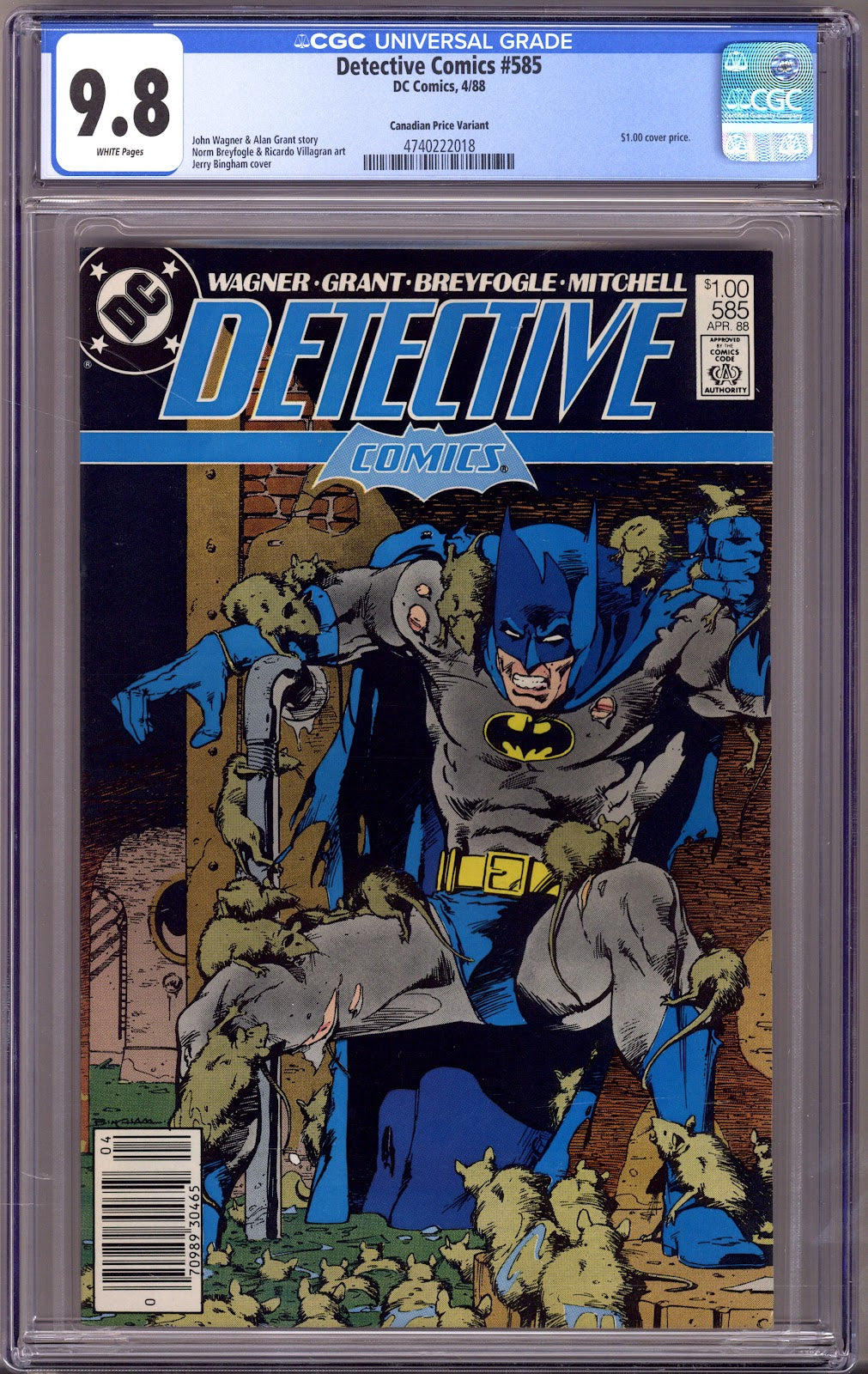 Detective Comics Vol 1 585 CGC 9.8 (NM/M) (1988) Canadian Price Variant 
