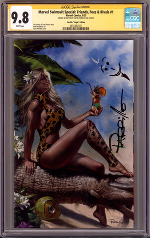 Marvel Swimsuit Special: Friends, Foes & Rivals   1 CGC 9.8 (NM/M) Leopard Remark   (2025) Parrillo Virgin  Exclusive Variant  Signed x1 Cover Lucio Parrillo