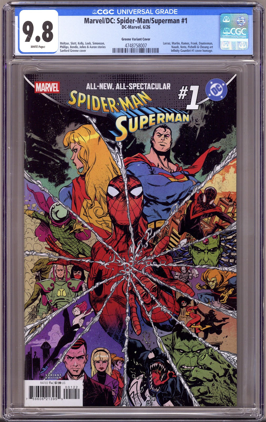 Marvel / DC: Spider-Man / Superman 1 CGC 9.8 (NM/M) (2026) Greene Homage Variant 