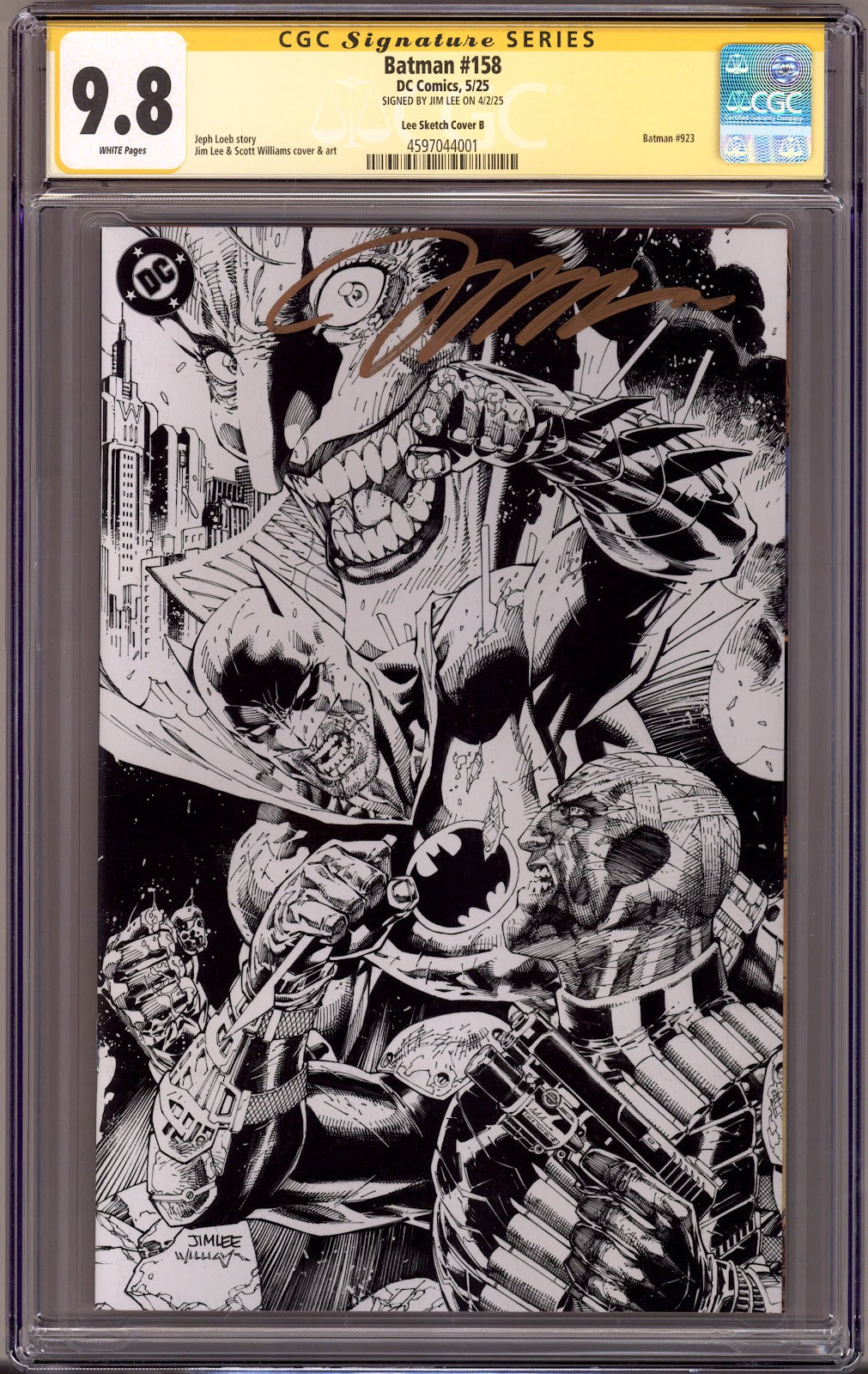 Batman Vol 3 158 CGC 9.8 (NM/M)   (2025) Lee B&W  Incentive Variant  Signed x1 Cover Jim Lee 
