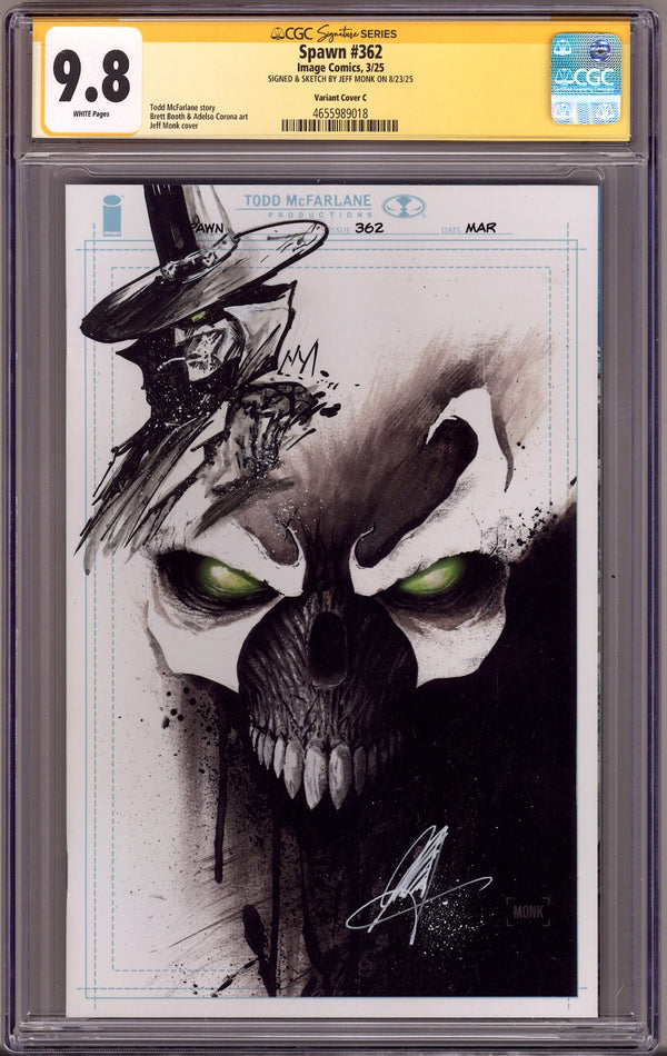 Spawn   362 CGC 9.8 (NM/M)   (2025) Monk Virgin  Variant  Signed / Remarked x1 Cover Jeff Monk