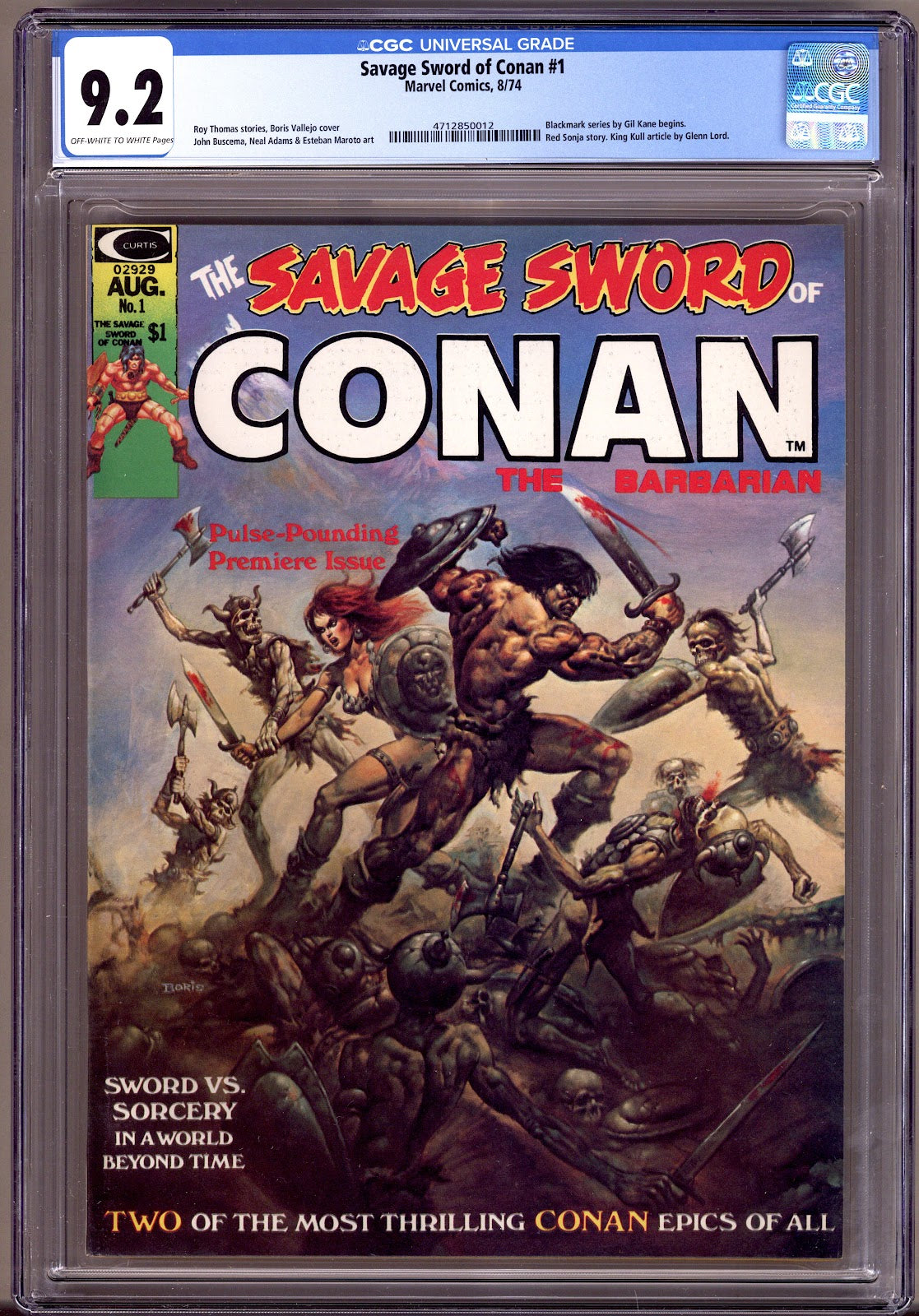 The Savage Sword of Conan Vol 1 1 CGC 9.2 (NM-)   (1974)