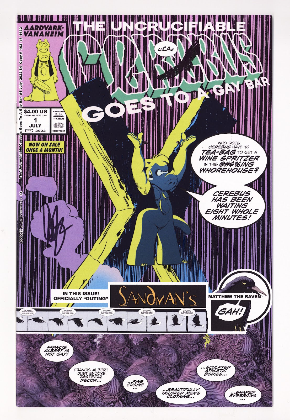 The Uncrucifiable Cerebus Goes to a Gay Bar   [nn]  High Grade   (2022)     Signed x Cover Dave Sim 