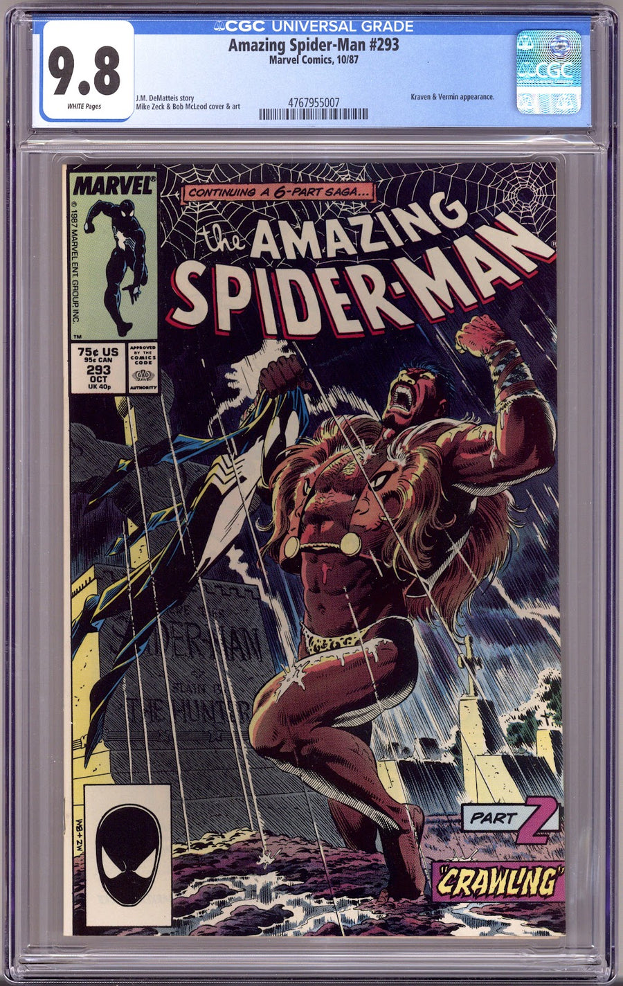 The Amazing Spider-Man Vol 1 293 CGC 9.8 (NM/M)   (1987)