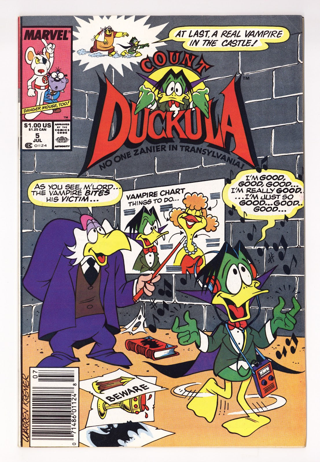 Count Duckula 5 Mid Grade (1989) Newsstand 