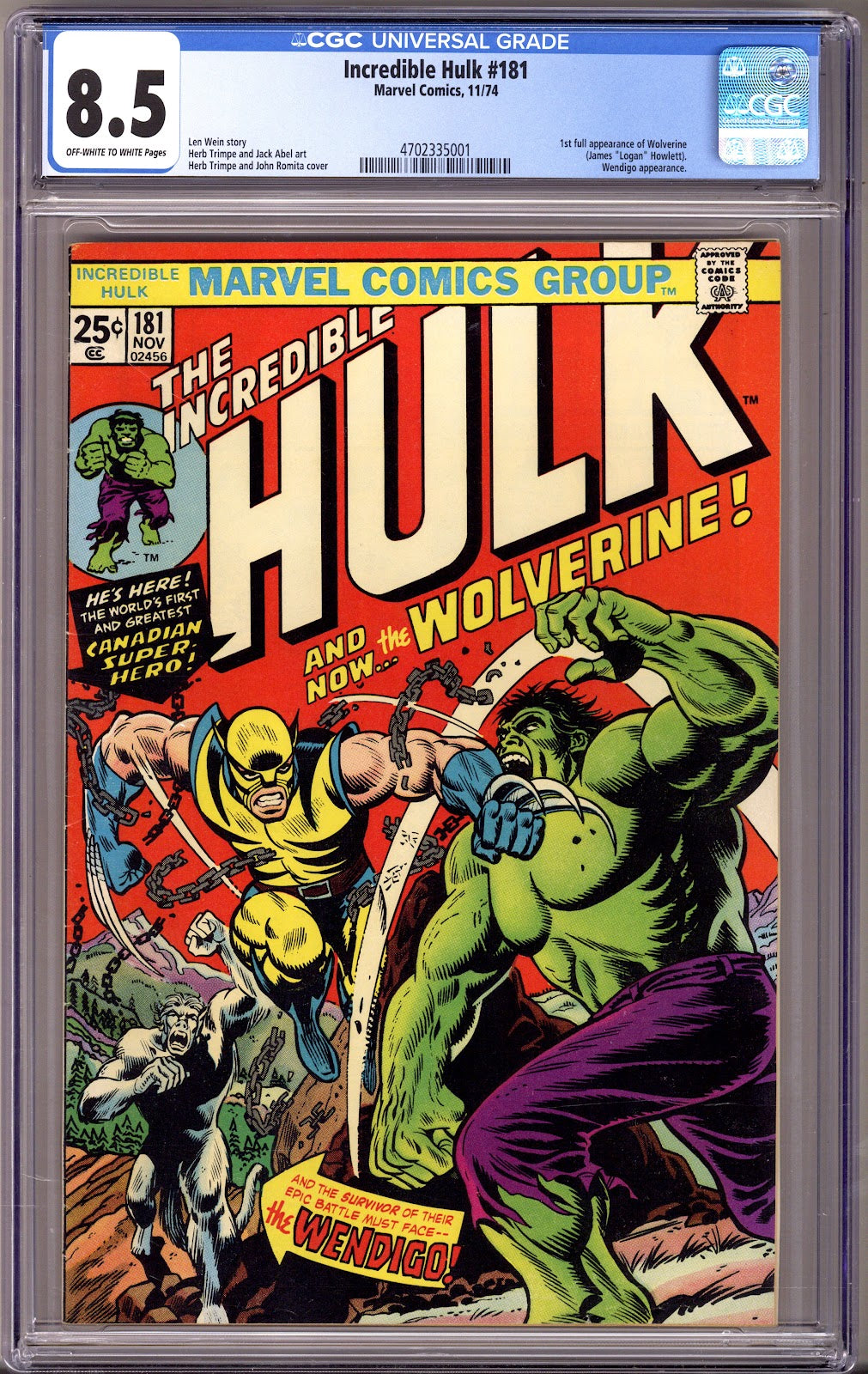 The Incredible Hulk Vol 1 181 CGC 8.5 (VF+) (1974) 