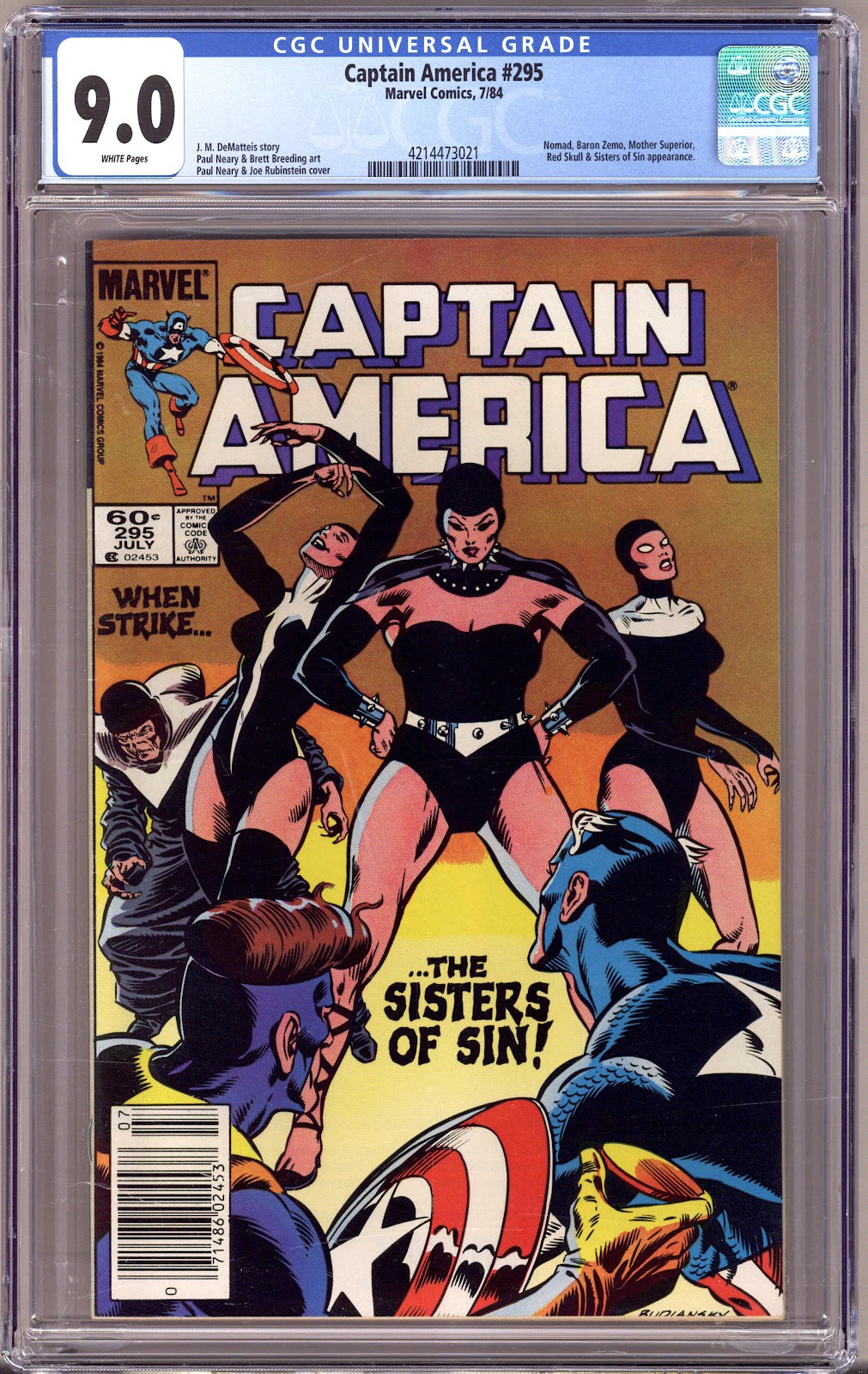 Captain America Vol 1 295 CGC 9.0 (VF/NM)   (1984)   Newsstand  