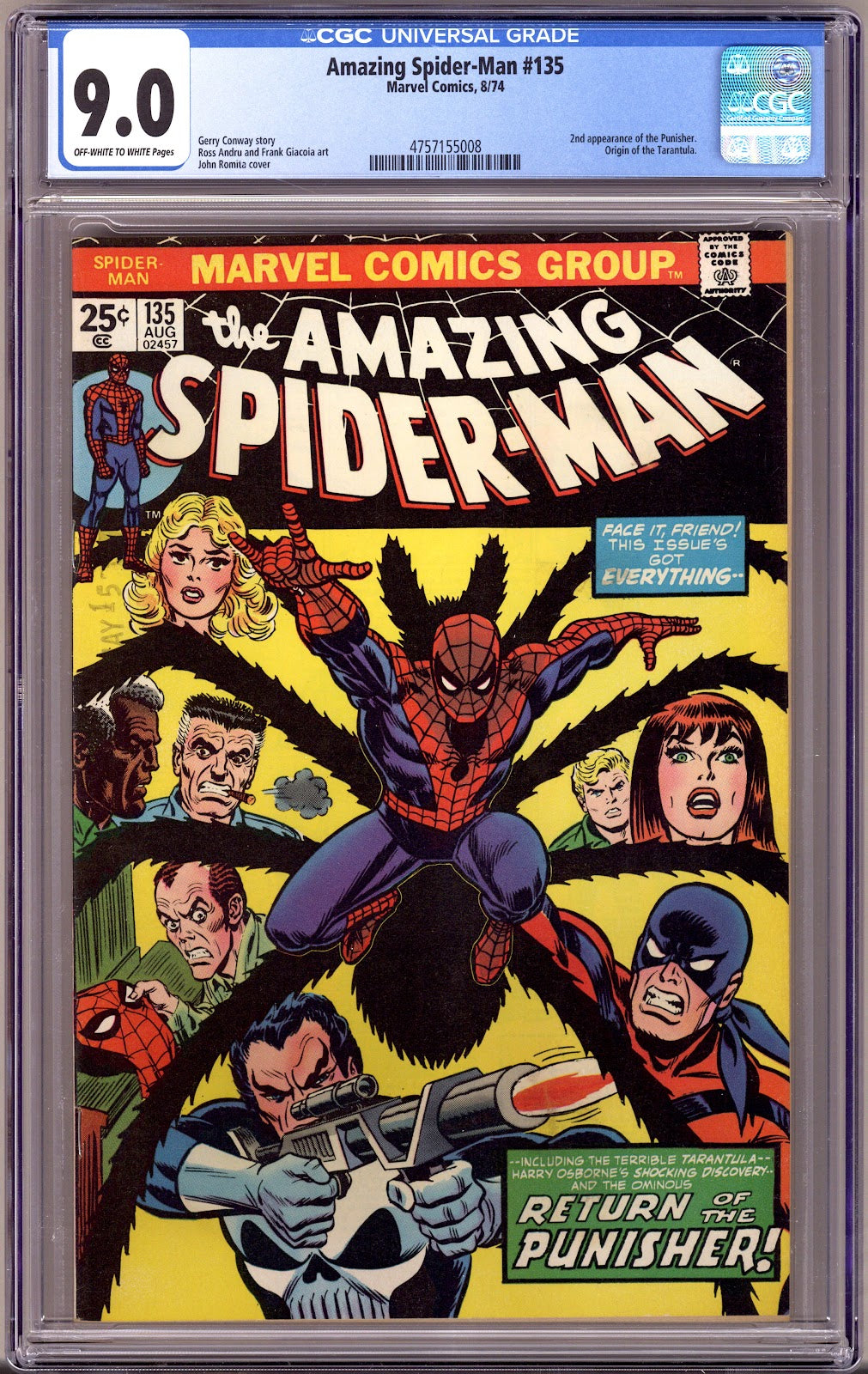 The Amazing Spider-Man Vol 1 135 CGC 9.0 (VF/NM) (1974) 