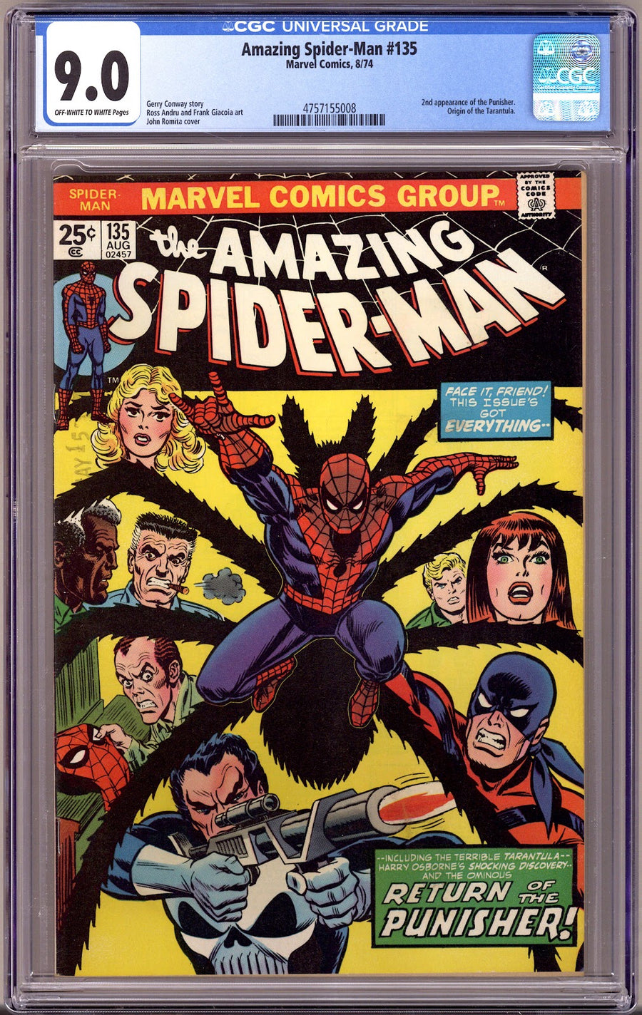 The Amazing Spider-Man Vol 1 135 CGC 9.0 (VF/NM) (1974) 
