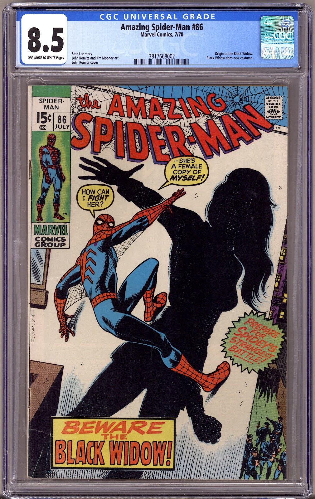 The Amazing Spider-Man Vol 1 86 CGC 8.5 (VF+) (1970) 