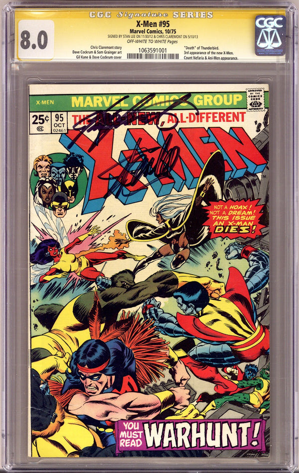 The X-Men Vol 1 95 CGC 8.0 (VF) Cracked Case (1975) Signed x2 Cover Stan Lee & Chris Claremont