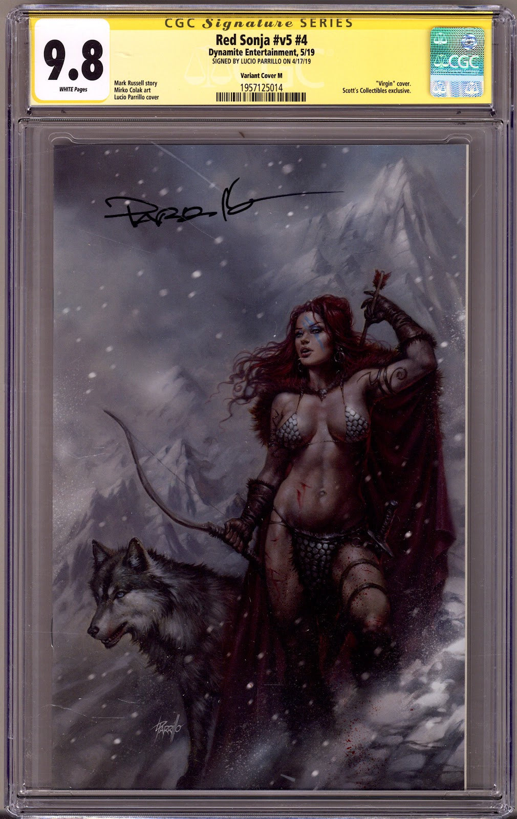 Red Sonja Vol 5 4 CGC 9.8 (NM/M) (2019) Parrillo Virgin Exclusive Variant Signed x1 Cover Lucio Parrillo 