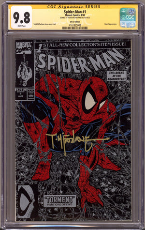 Spider-Man Vol 1 1 CGC 9.8 (NM/M)   (1990) Silver   Variant  Signed x1 Cover Todd McFarlane