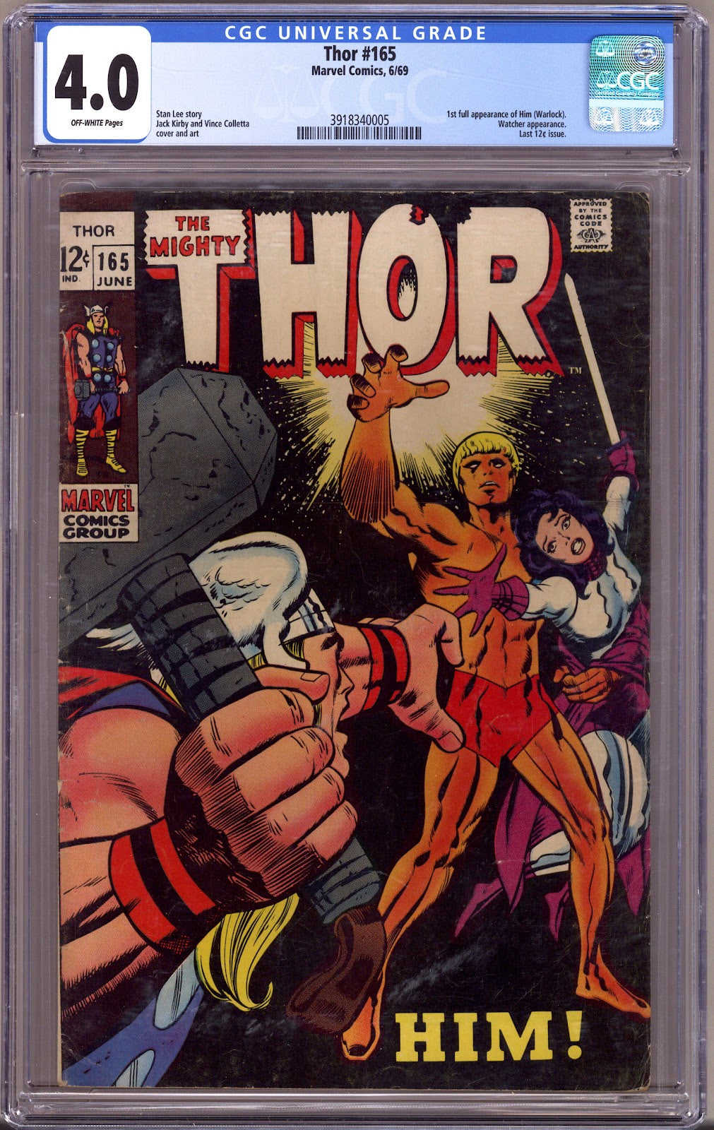 Thor Vol 1 165 CGC 4.0 (VG)   (1969)     
