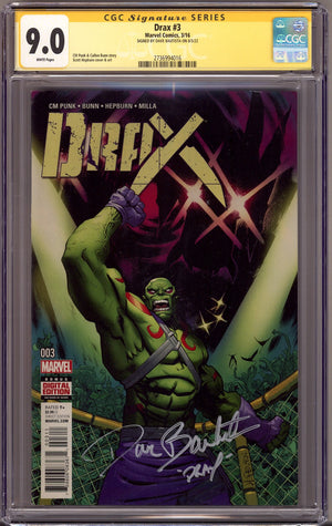 Drax Vol 1 3 CGC 9.0 (VF/NM) (2016) Signed x1 Cover Dave Bautista