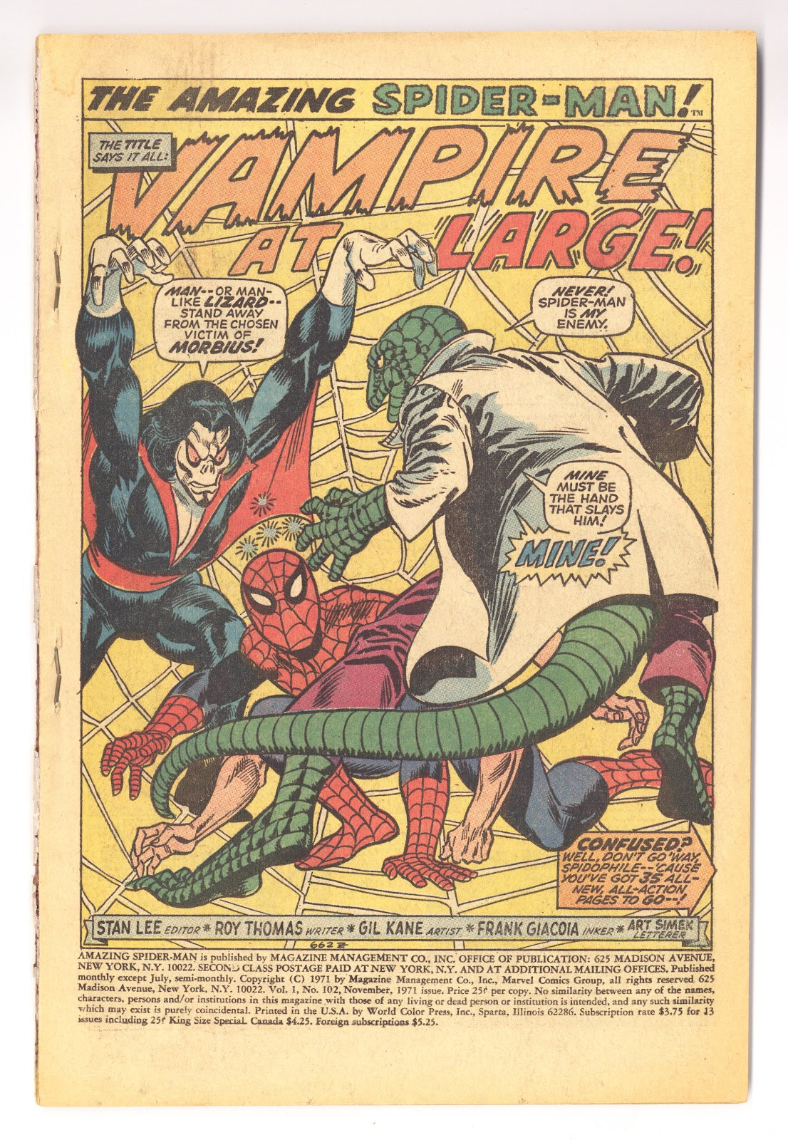 The Amazing Spider-Man Vol 1 102 Coverless (1971)  