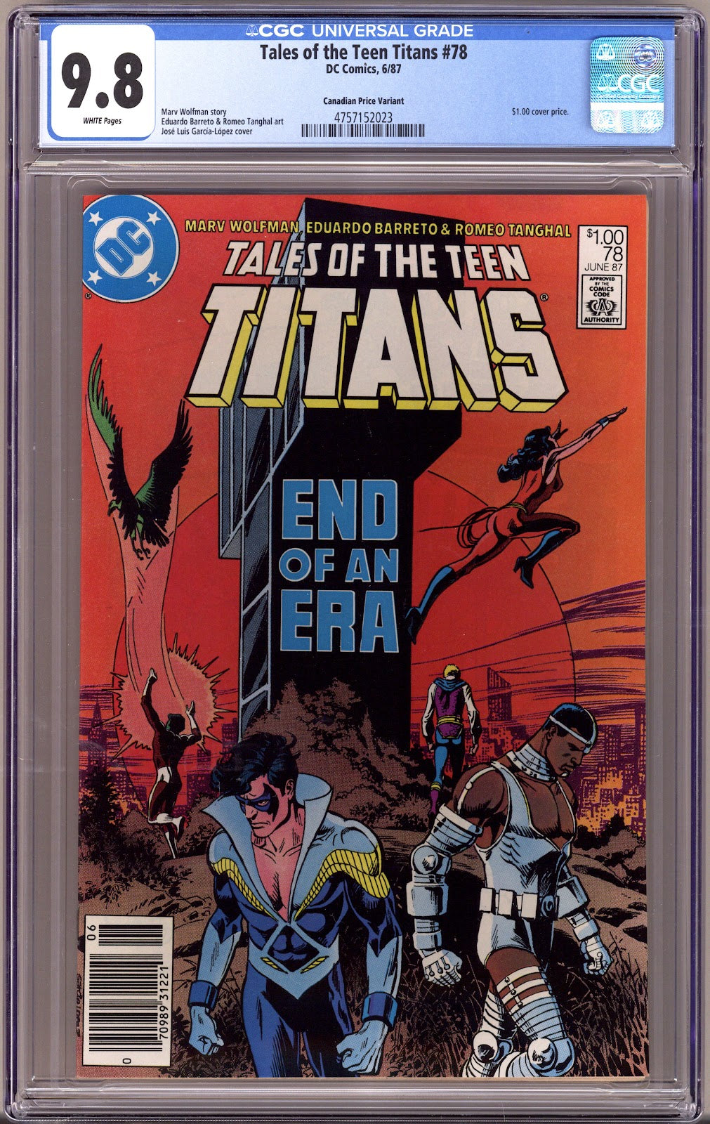 Tales of the Teen Titans   78 CGC 9.8 (NM/M)   (1987)   Canadian Price Variant