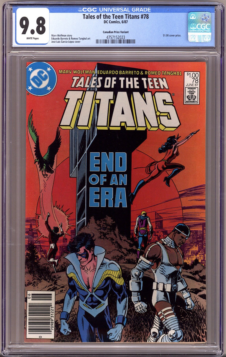 Tales of the Teen Titans   78 CGC 9.8 (NM/M)   (1987)   Canadian Price Variant