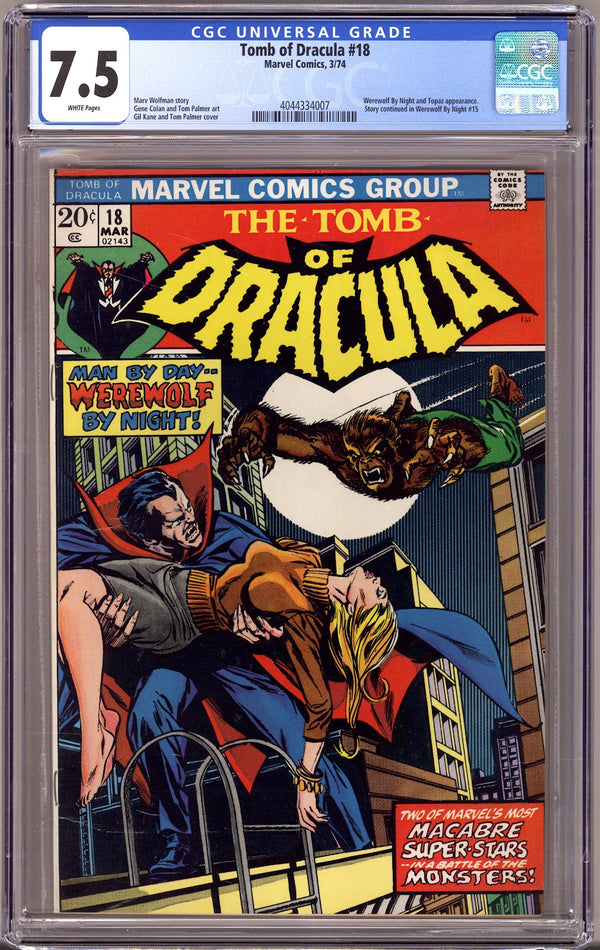 Tomb of Dracula Vol 1 18 CGC 7.5 (VF-)   (1974)