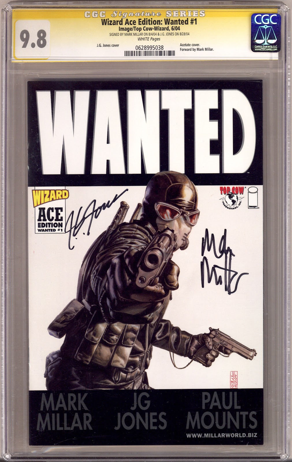 Wizard Ace Edition:  Wanted #1   [nn] CGC 9.8 (NM/M)   (2004)     Signed x2 Cover Mark Millar & J.G. Jones 