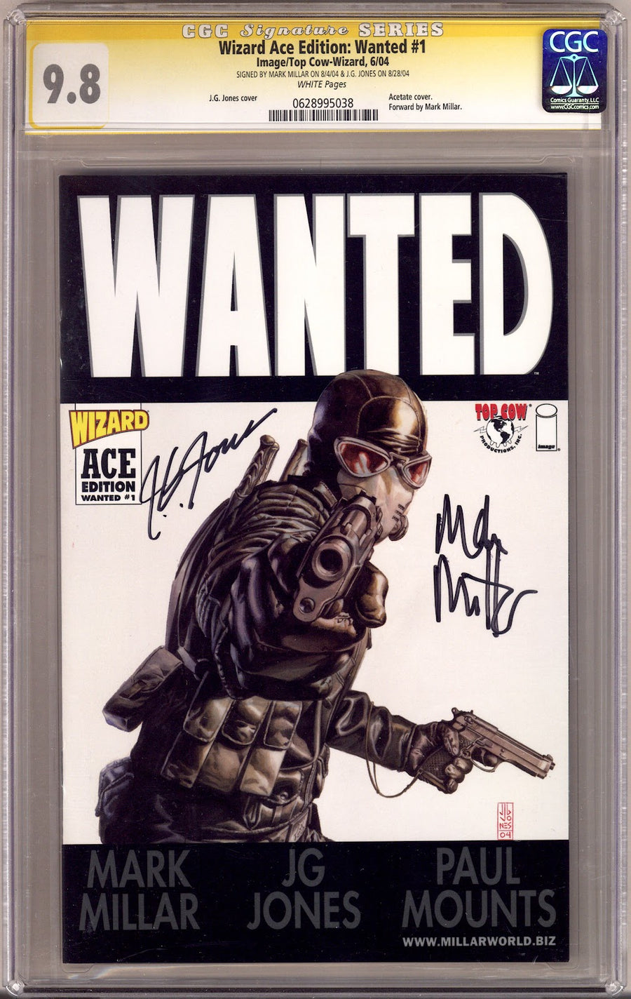 Wizard Ace Edition:  Wanted #1   [nn] CGC 9.8 (NM/M)   (2004)     Signed x2 Cover Mark Millar & J.G. Jones 