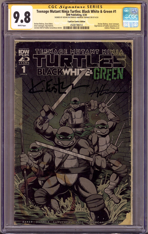 Teenage Mutant Ninja Turtles: Black White & Green   1 CGC 9.8 (NM/M)   (2024) Thomas   Exclusive Variant  Signed x2 Cover Kevin Eastman & Andrew Thomas