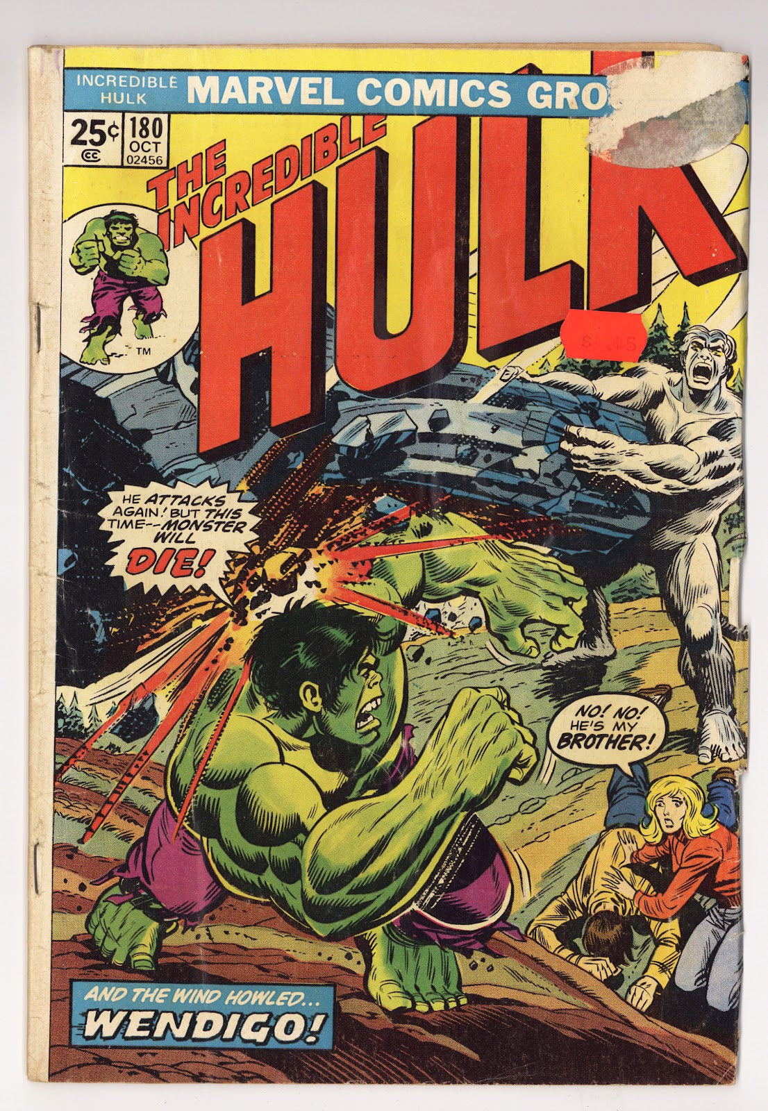 The Incredible Hulk Vol 1 180  GD+ (2.5) Has MVS  (1974)     