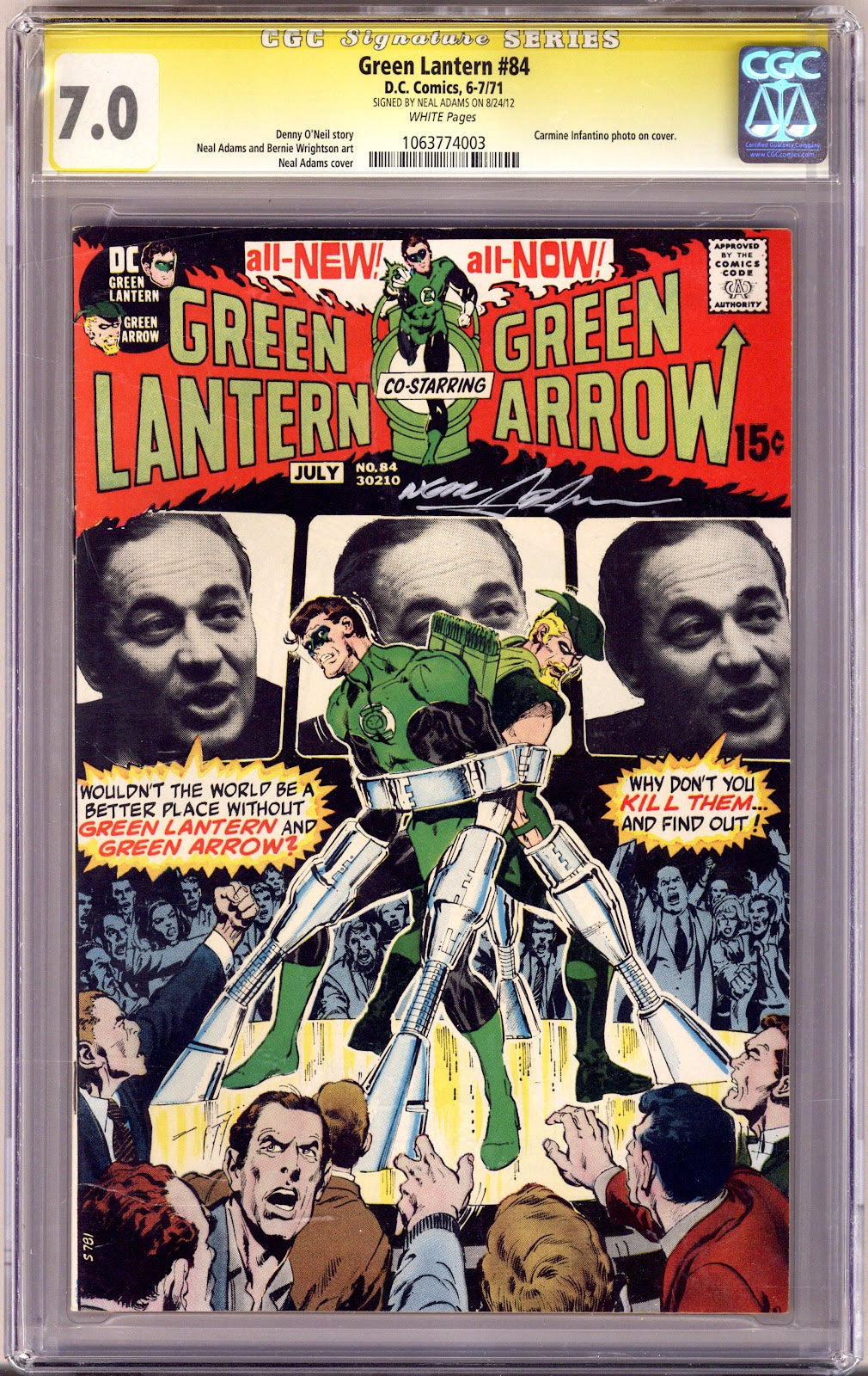Green Lantern Vol 2 84 CGC 7.0 (FN/VF) (1971) Signed x1 Cover Neal Adams 