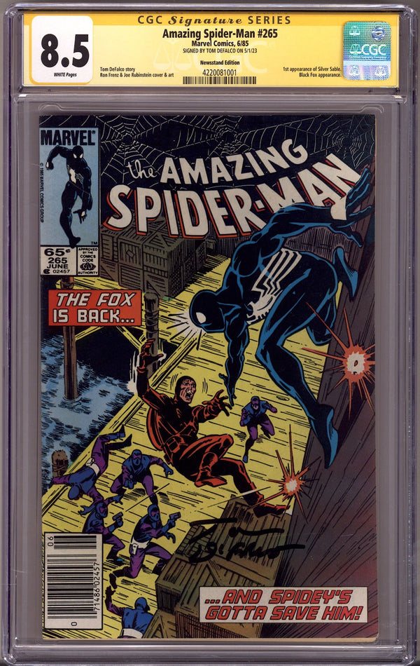 The Amazing Spider-Man Vol 1 265 CGC 8.5 (VF+) (1985) Newsstand Signed x1 Cover Tom Defalco