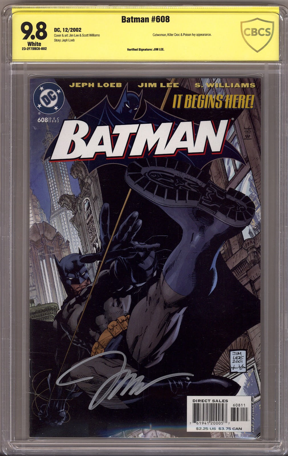 Batman Vol 1 608 CBCS 9.8 (NM/M) (2002) Signed x1 Cover Jim Lee 