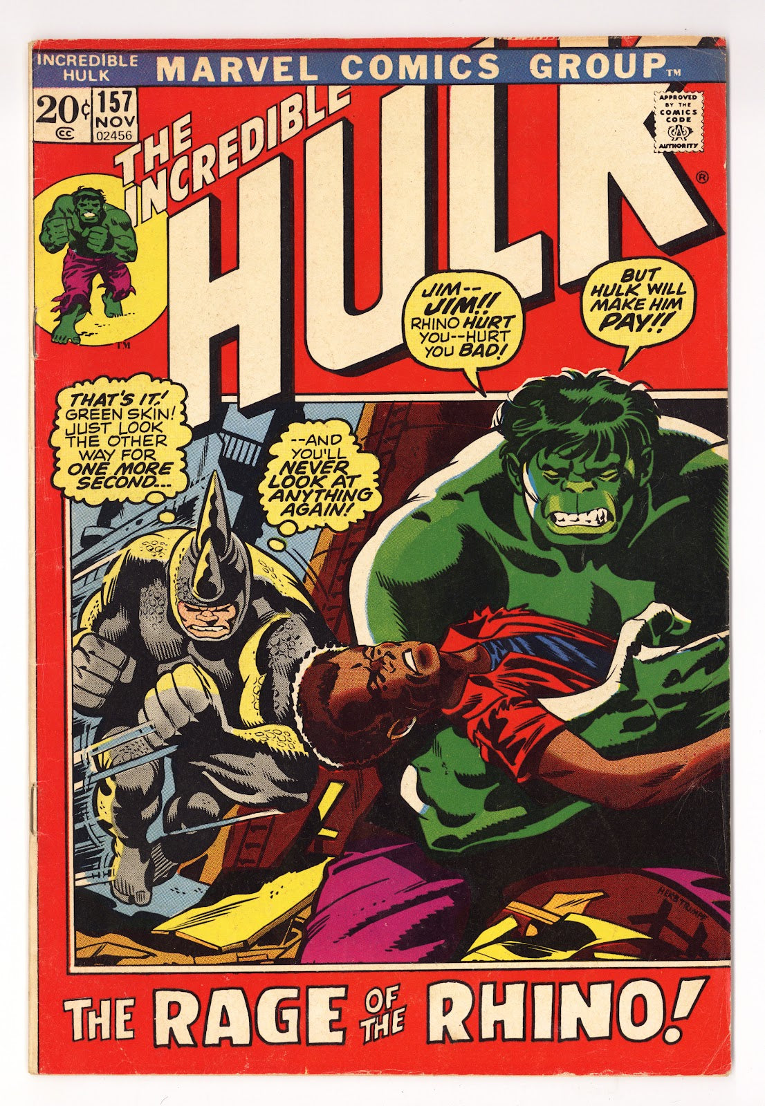 The Incredible Hulk Vol 1 157  VG+ (4.5)   (1972)