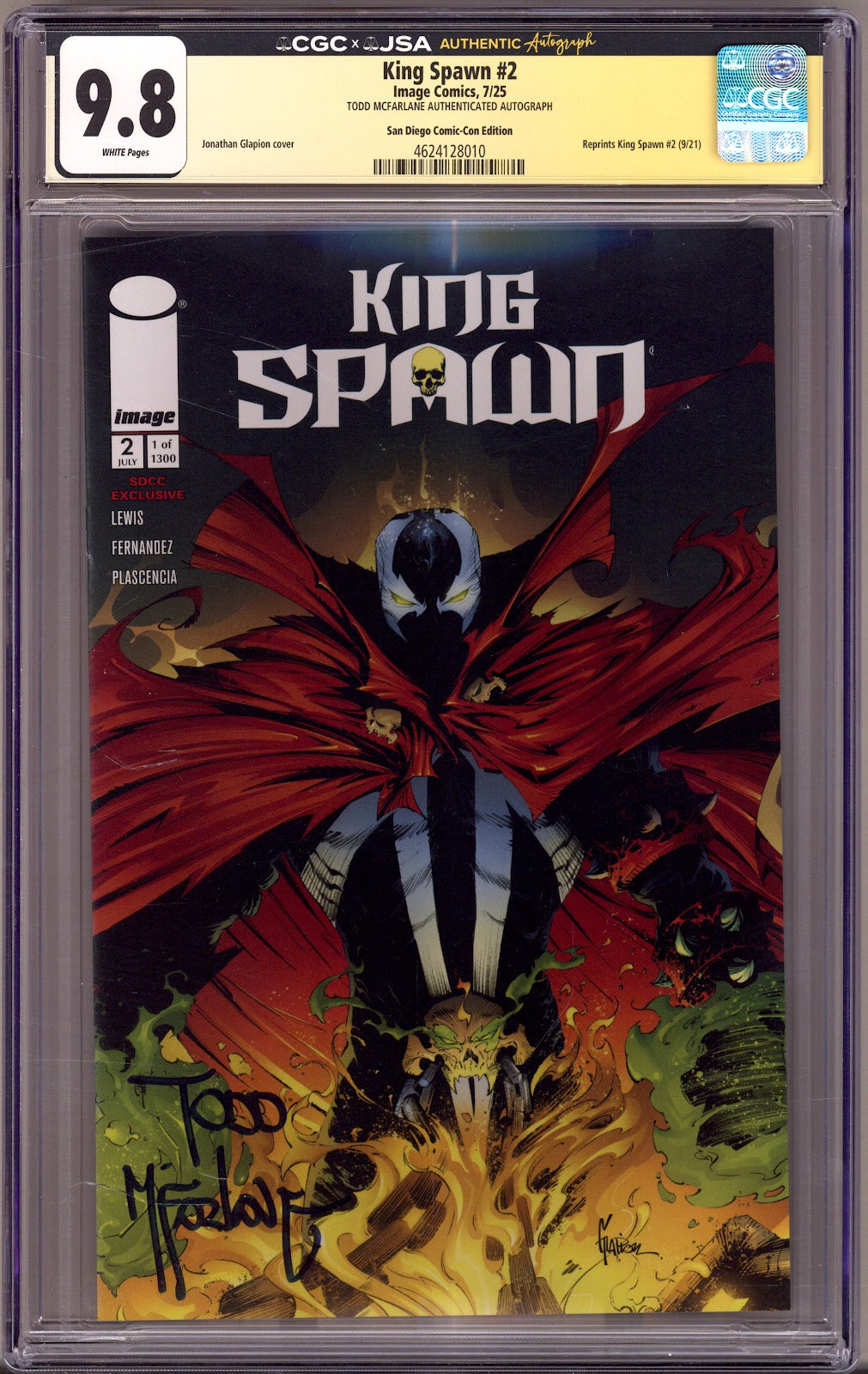 King Spawn   2 CGC 9.8 (NM/M)   (2025) Glapion SDCC  Exclusive Variant  Signed x1 Cover Todd McFarlane 