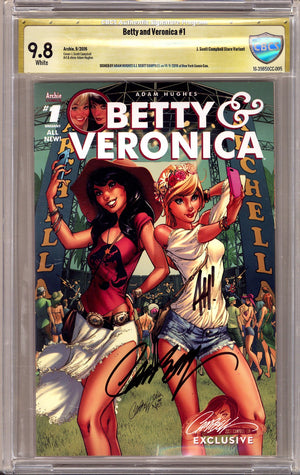Betty and Veronica Vol 2 1 CBCS 9.8 (NM/M) (2016) Campbell Exclusive Variant Signed x2 Cover Adam Hughes & J. Scott Campbell