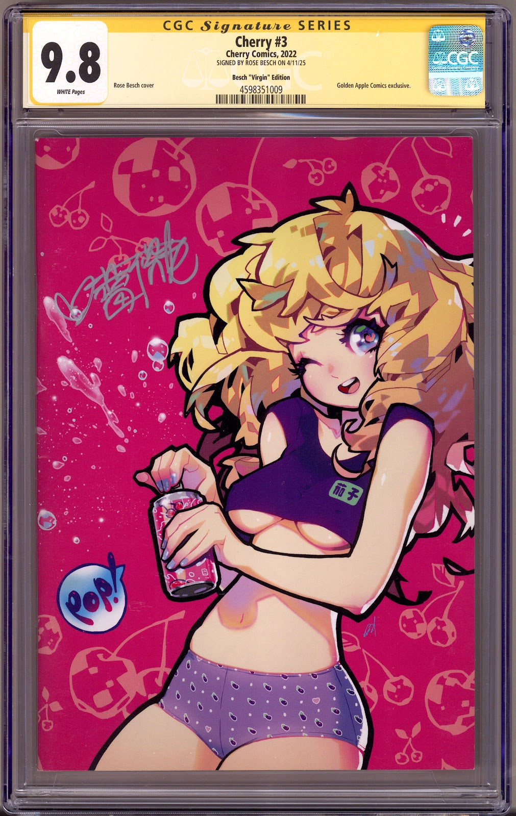 Cherry   3 CGC 9.8 (NM/M)   (2022) Besch Virgin  Exclusive Variant  Signed x1 Cover Rose Besch 